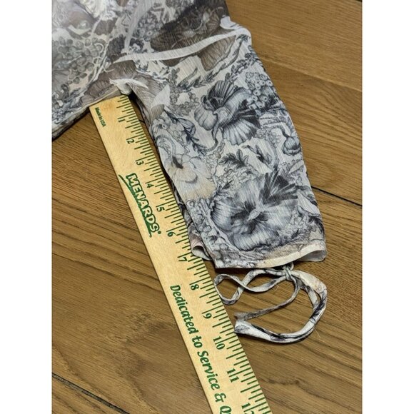 One World Live & Let Live Blouse Sz 1X Artsy Floral Lightweight Lined Tie Sleeve - Picture 8 of 15